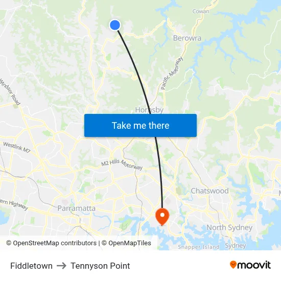 Fiddletown to Tennyson Point map