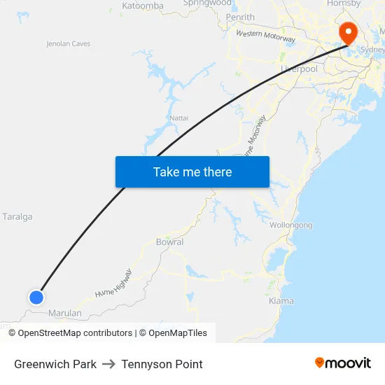 Greenwich Park to Tennyson Point map