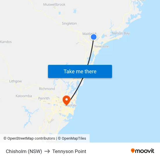 Chisholm (NSW) to Tennyson Point map