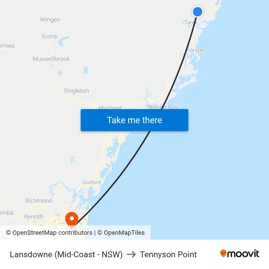 Lansdowne (Mid-Coast - NSW) to Tennyson Point map