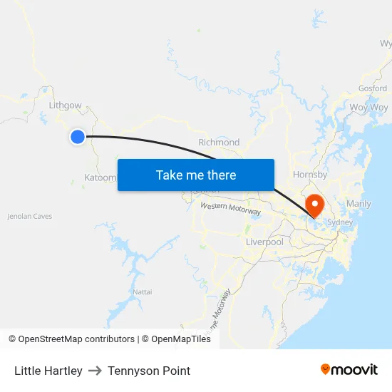 Little Hartley to Tennyson Point map