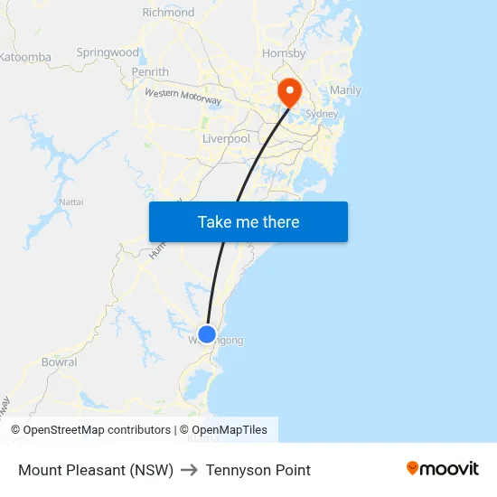 Mount Pleasant (NSW) to Tennyson Point map
