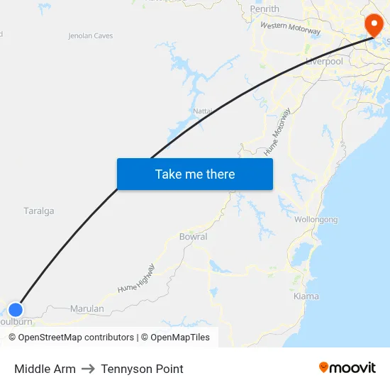 Middle Arm to Tennyson Point map