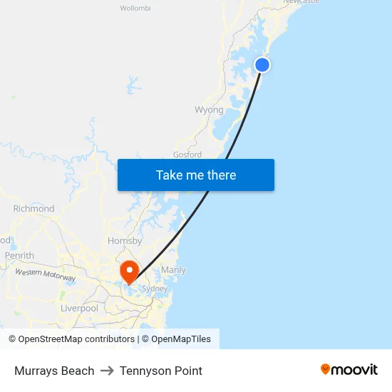 Murrays Beach to Tennyson Point map