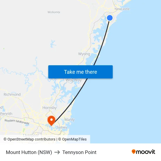 Mount Hutton (NSW) to Tennyson Point map