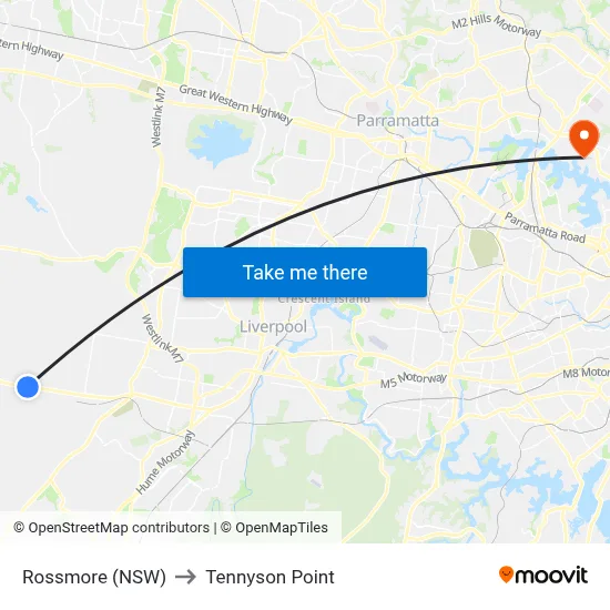 Rossmore (NSW) to Tennyson Point map