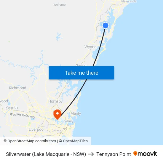 Silverwater (Lake Macquarie - NSW) to Tennyson Point map