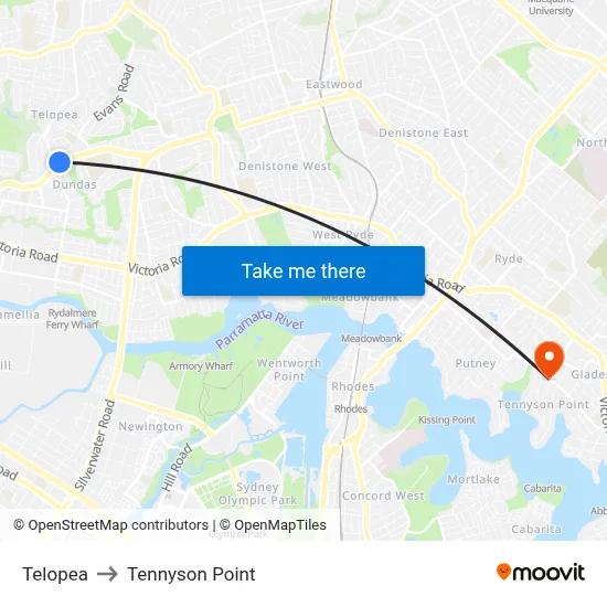 Telopea to Tennyson Point map