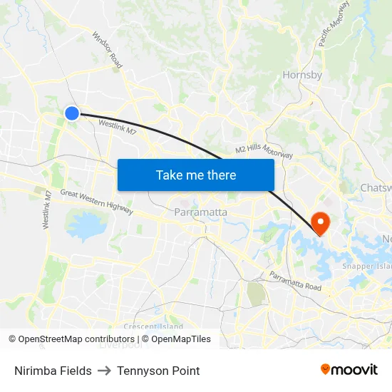 Nirimba Fields to Tennyson Point map