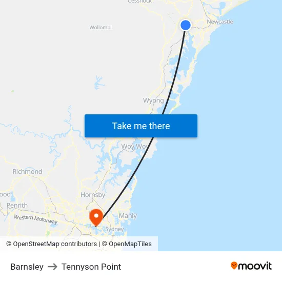 Barnsley to Tennyson Point map