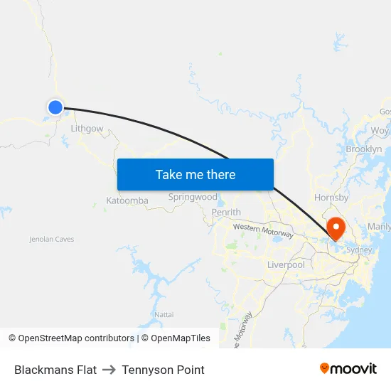 Blackmans Flat to Tennyson Point map