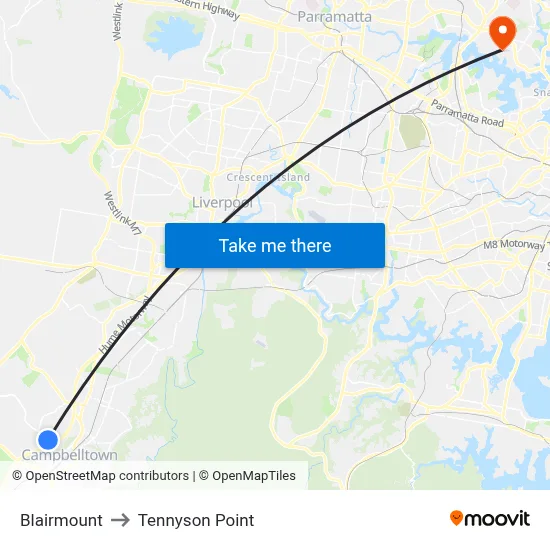 Blairmount to Tennyson Point map