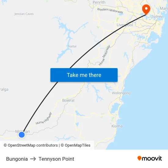 Bungonia to Tennyson Point map
