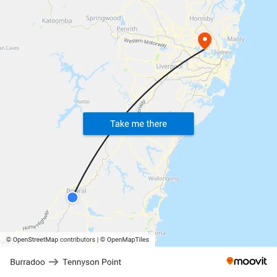 Burradoo to Tennyson Point map