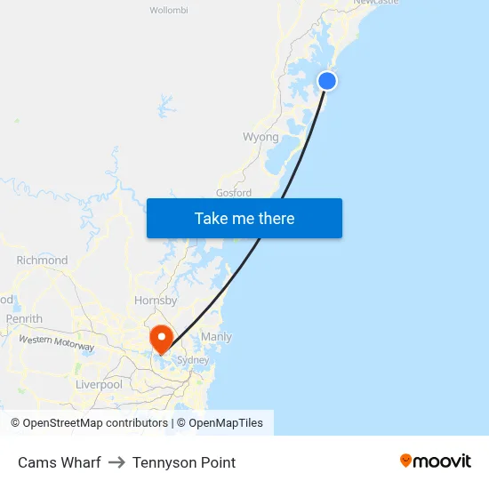 Cams Wharf to Tennyson Point map