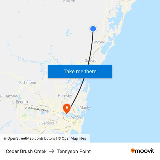 Cedar Brush Creek to Tennyson Point map