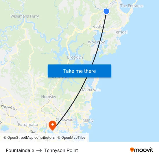 Fountaindale to Tennyson Point map