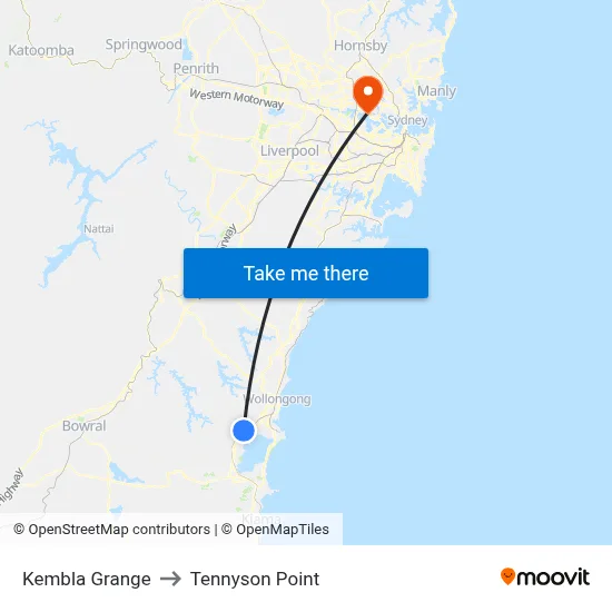 Kembla Grange to Tennyson Point map