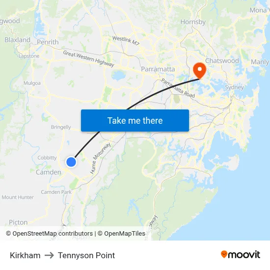 Kirkham to Tennyson Point map