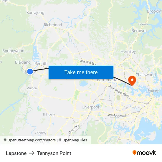 Lapstone to Tennyson Point map