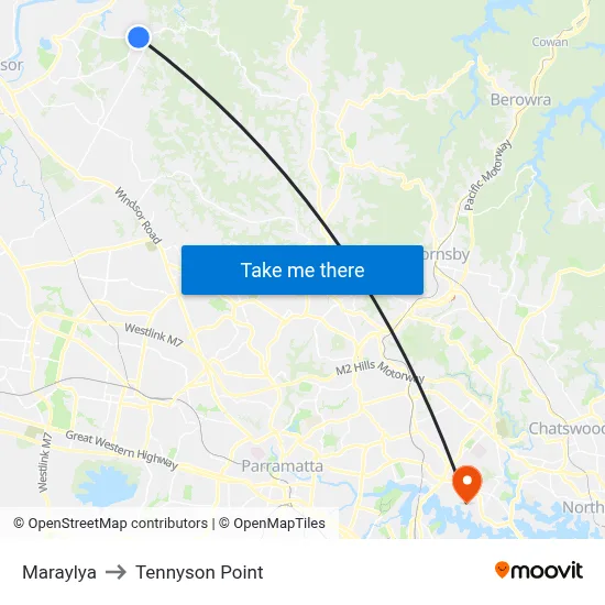 Maraylya to Tennyson Point map