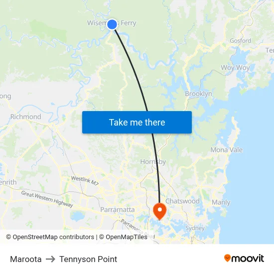 Maroota to Tennyson Point map