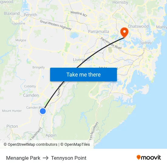 Menangle Park to Tennyson Point map