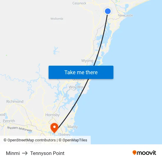 Minmi to Tennyson Point map