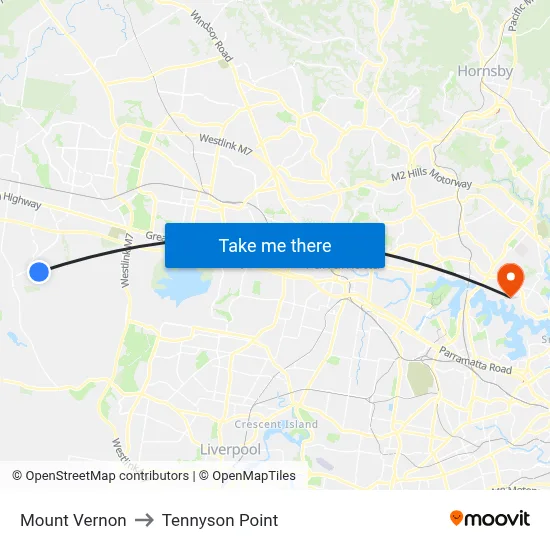 Mount Vernon to Tennyson Point map