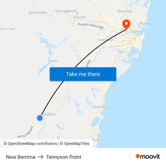 New Berrima to Tennyson Point map