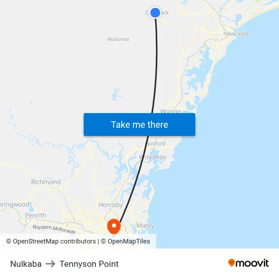 Nulkaba to Tennyson Point map
