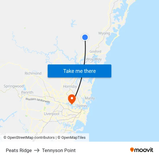 Peats Ridge to Tennyson Point map