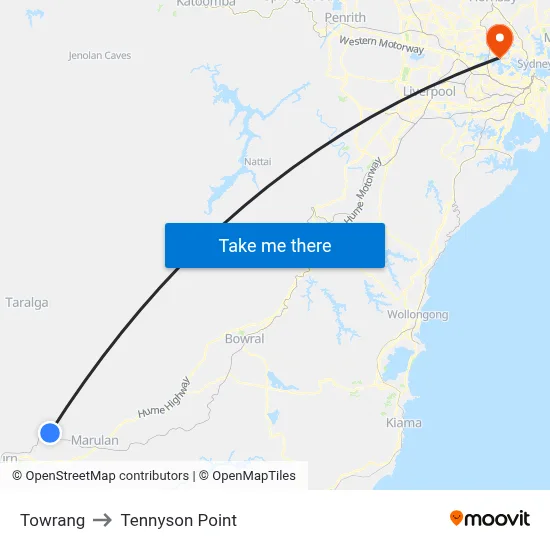 Towrang to Tennyson Point map