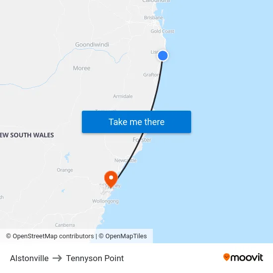 Alstonville to Tennyson Point map