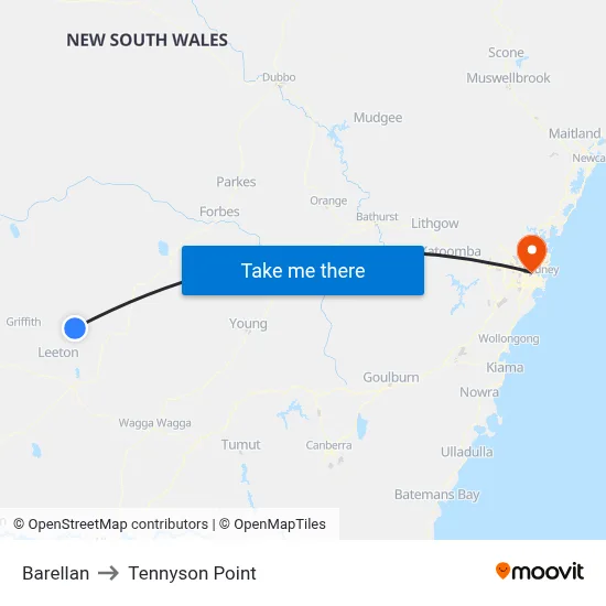 Barellan to Tennyson Point map