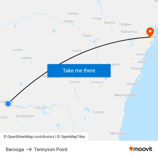 Barooga to Tennyson Point map