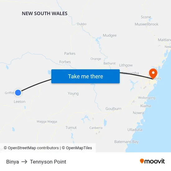 Binya to Tennyson Point map