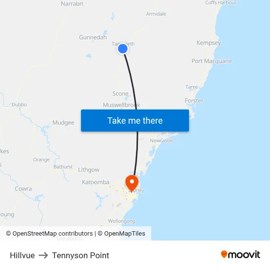 Hillvue to Tennyson Point map