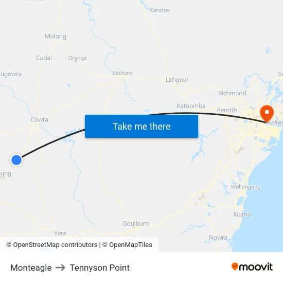 Monteagle to Tennyson Point map
