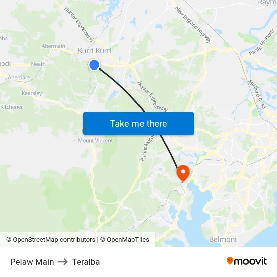 Pelaw Main to Teralba map