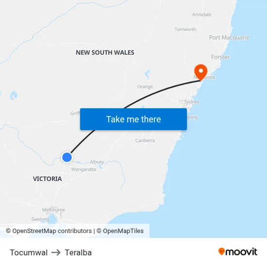 Tocumwal to Teralba map