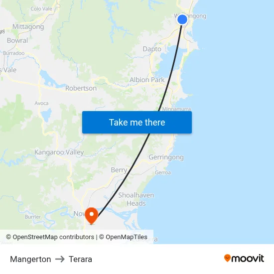 Mangerton to Terara map