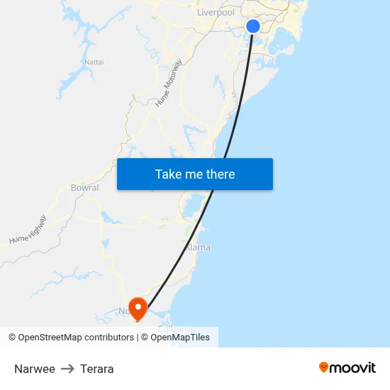Narwee to Terara map