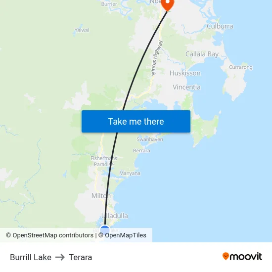 Burrill Lake to Terara map