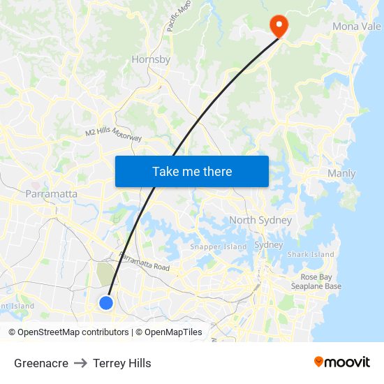 Greenacre to Terrey Hills map