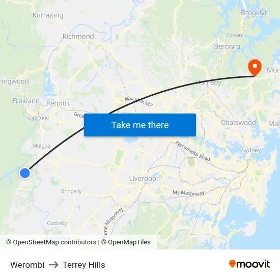 Werombi to Terrey Hills map