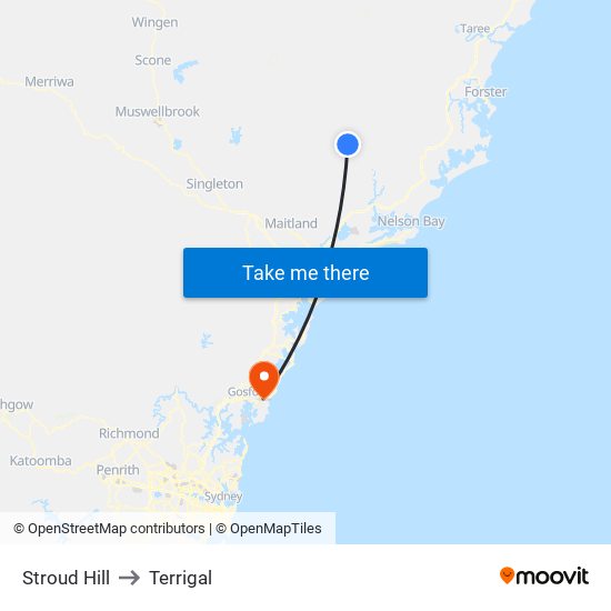 Stroud Hill to Terrigal map