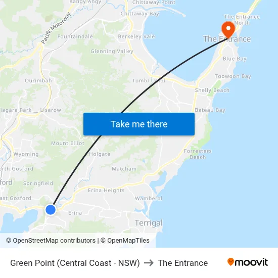 Green Point (Central Coast - NSW) to The Entrance map