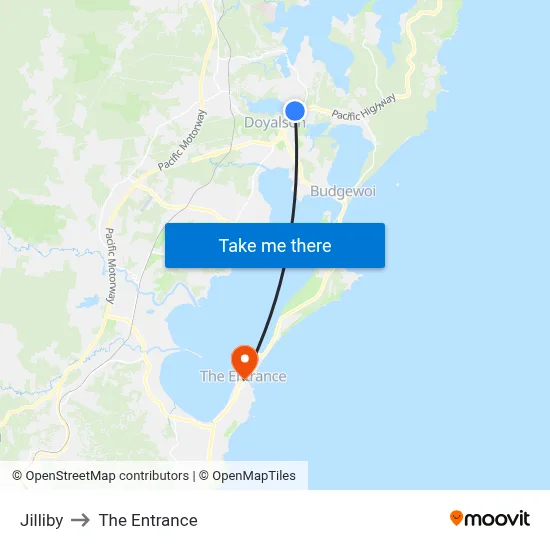 Jilliby to The Entrance map