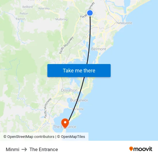 Minmi to The Entrance map